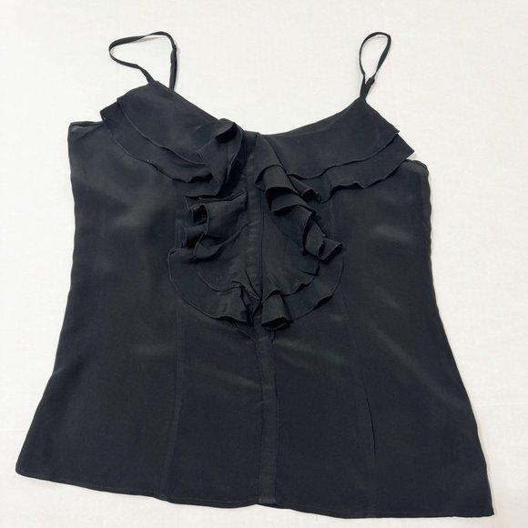 Forever 21 Sz SPBlack Ruffled 100% Silk Tank Top - Picture 2 of 7